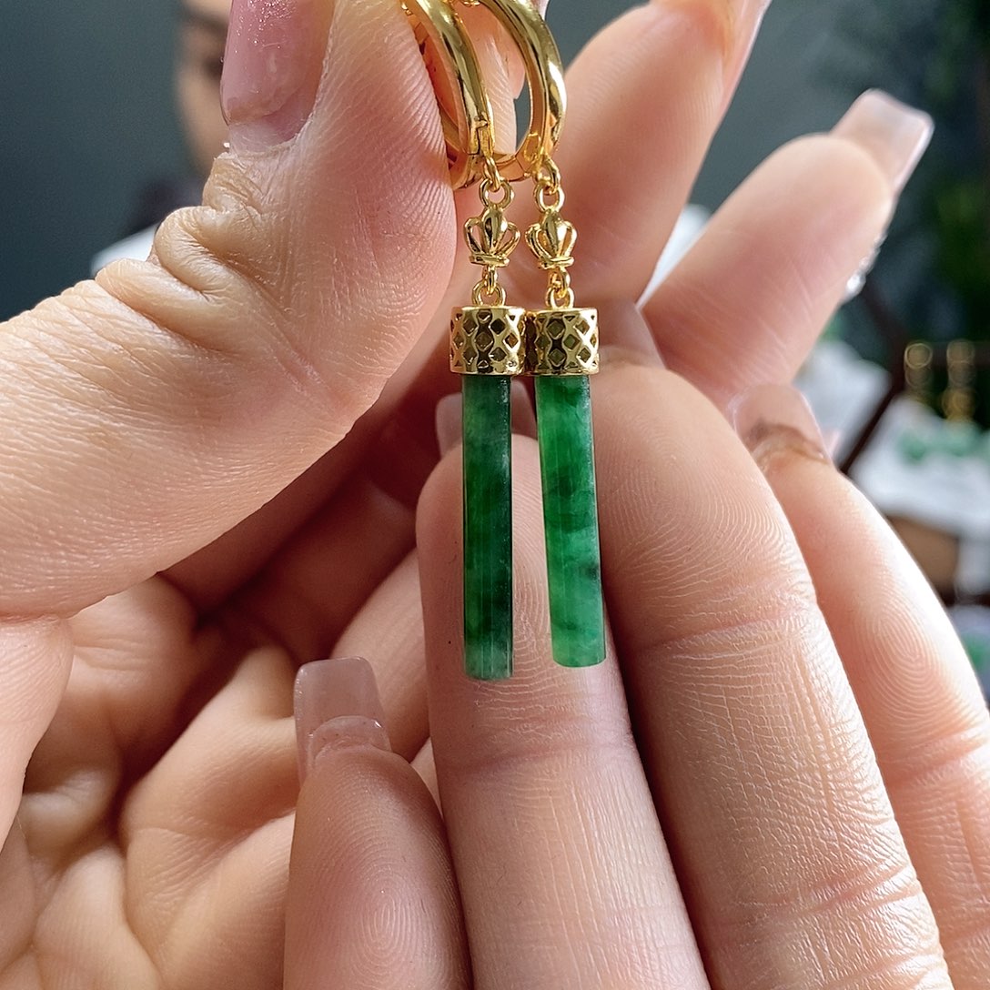 翡翠耳饰银S925镶嵌翡翠