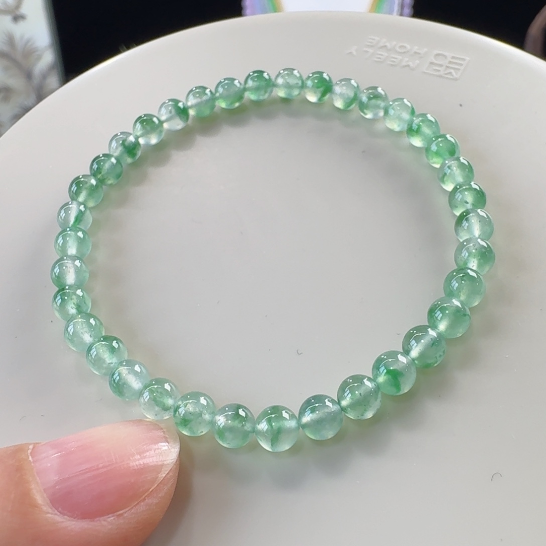 未镶嵌手链翡翠九*炸光玻璃钢飘绿花单圈5mm