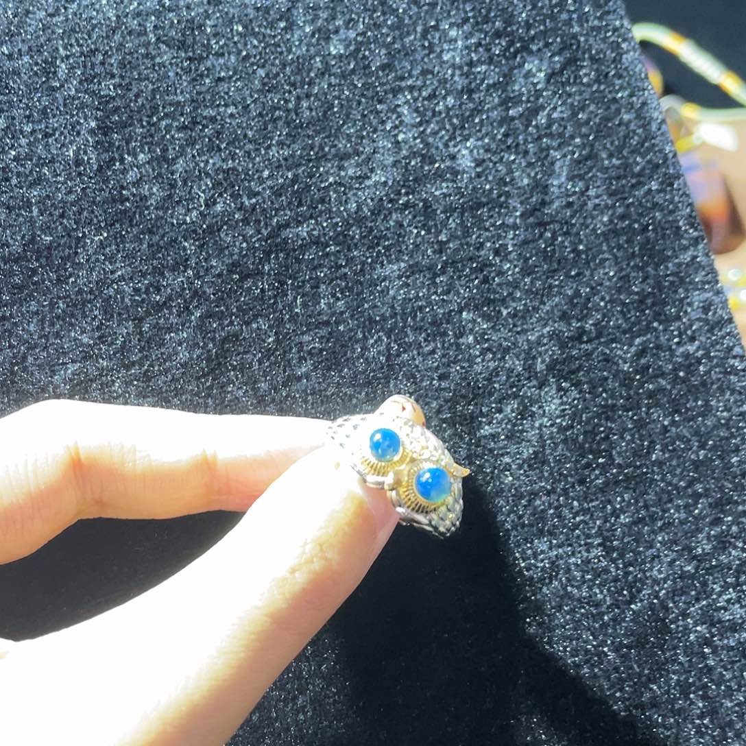 蓝珀珠宝奇石银S925镶嵌T****J多米