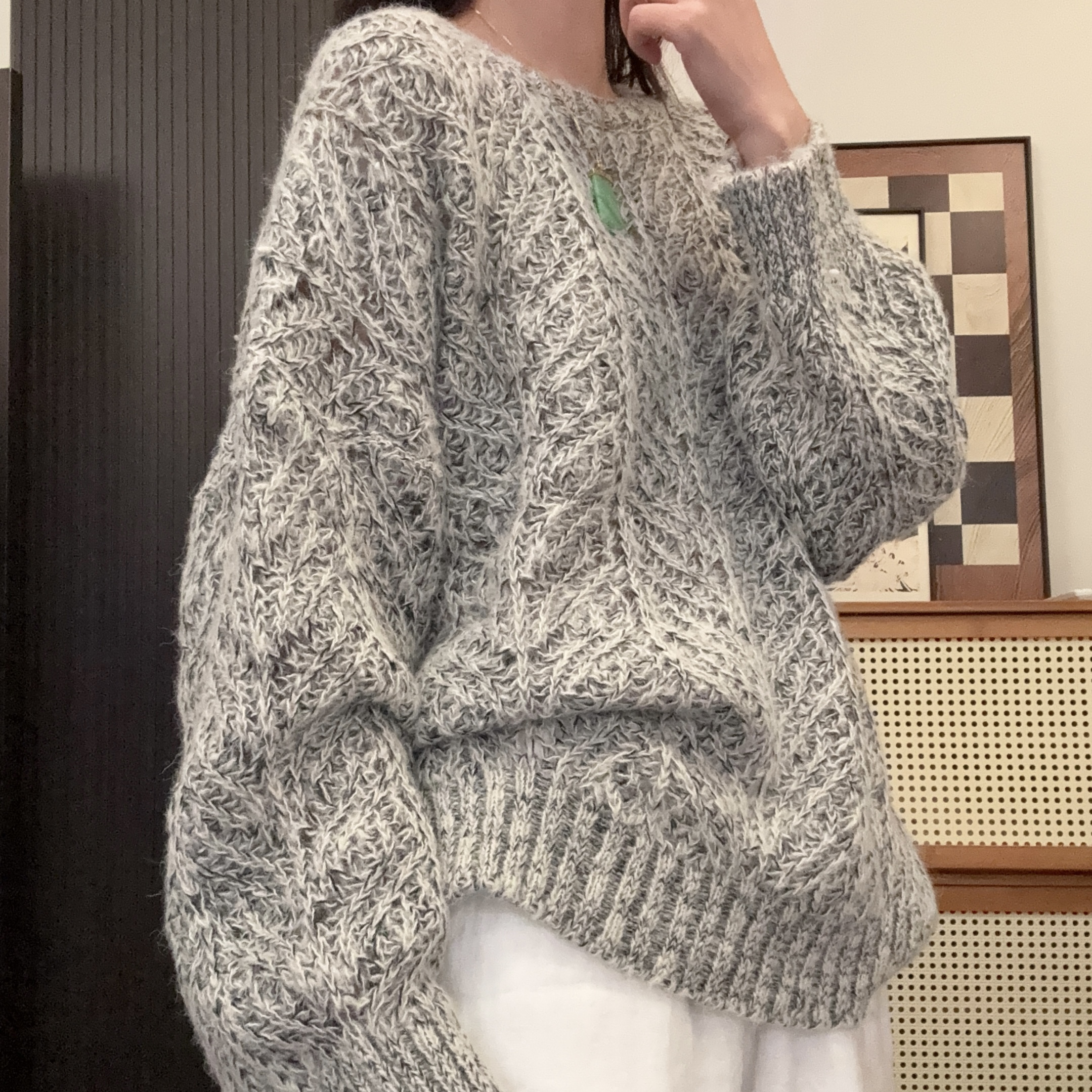 IXIAN女装-宽松型半高领常规女衫时尚长袖圆领休闲百搭外穿套头