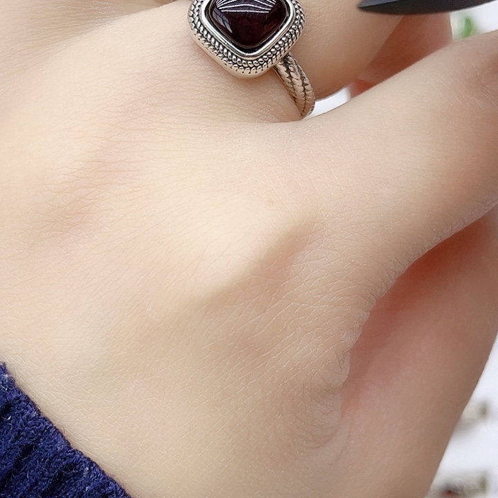 血珀戒指银S925镶嵌天然