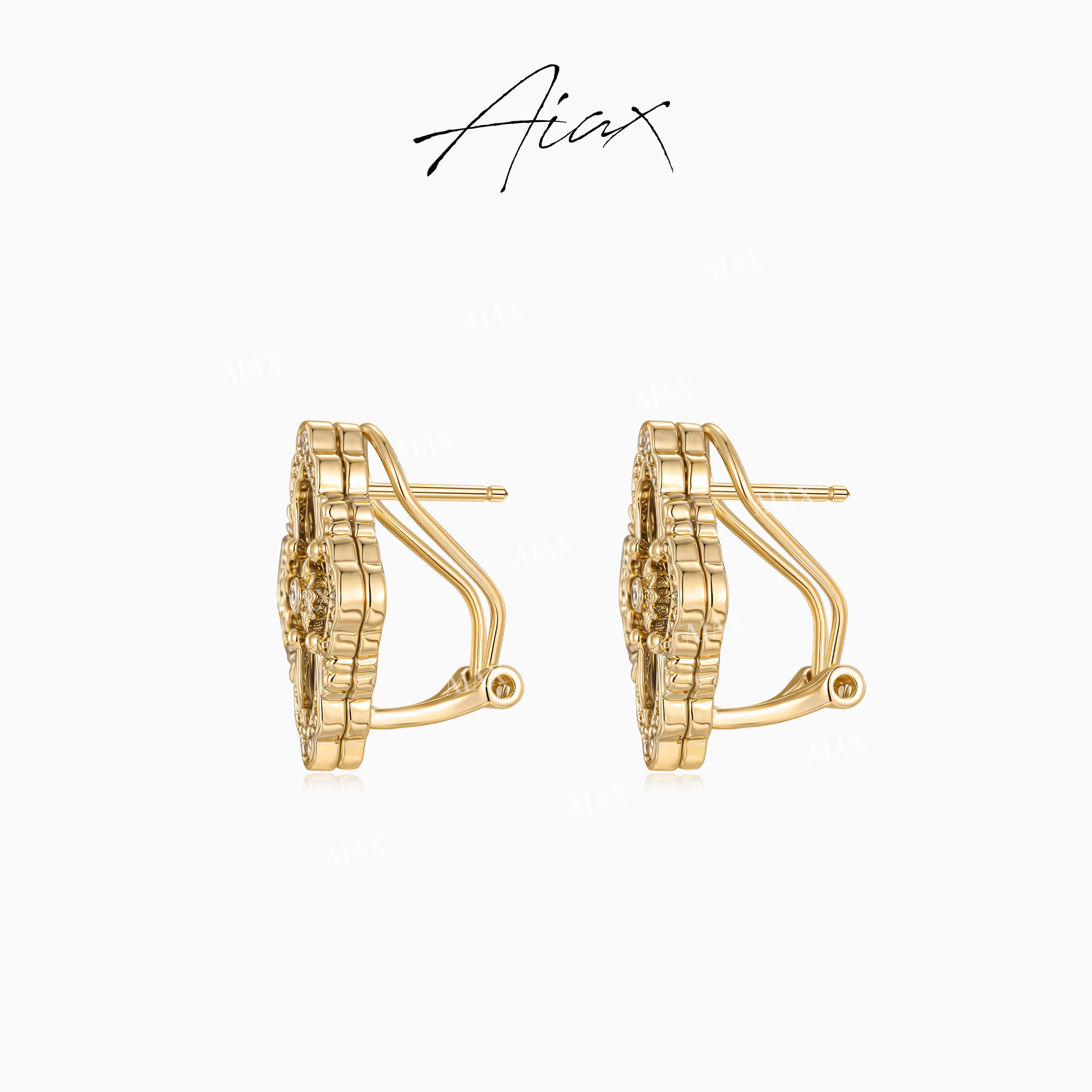 AIAX  【珠罗纱】百搭小众精致时尚复古风几何蓝色耳环TSL3306