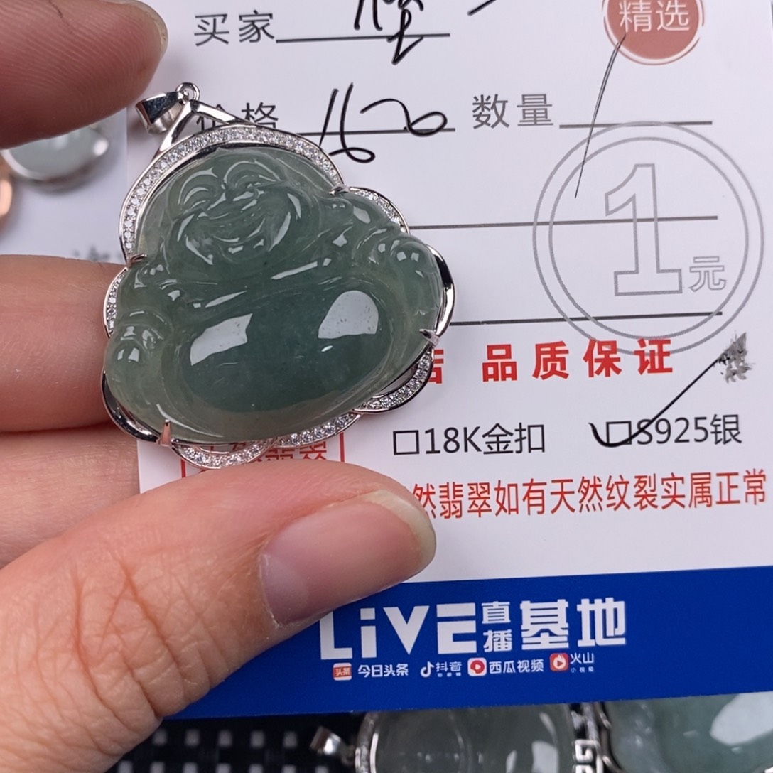 坚***强翡翠银S925镶嵌颈饰