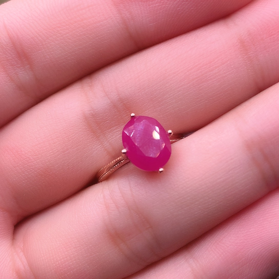 红宝石戒指银S925镶嵌