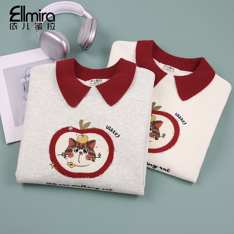 【琴韵】9526女童卫衣秋款儿童上衣圆领套头运动宽松女孩大童装学生