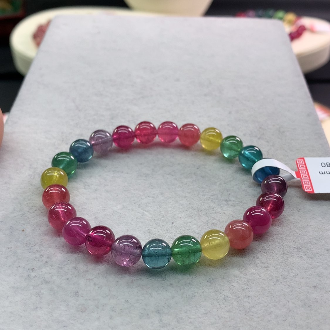 【闪购商品】碧玺手链未镶嵌碧玺荧光色标单圈7.8