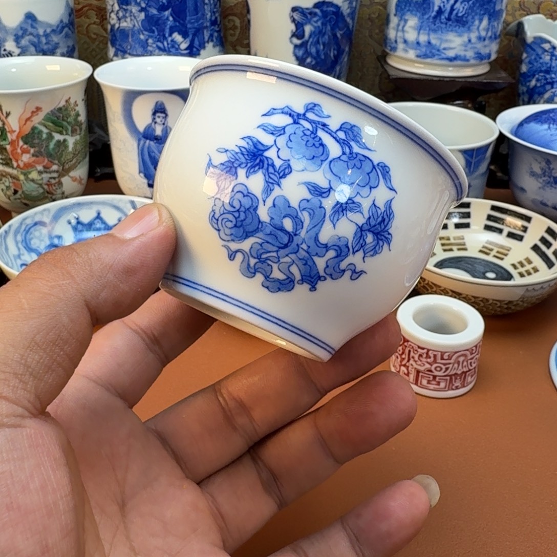 千***然陶杯子景德镇全手工手绘陶瓷