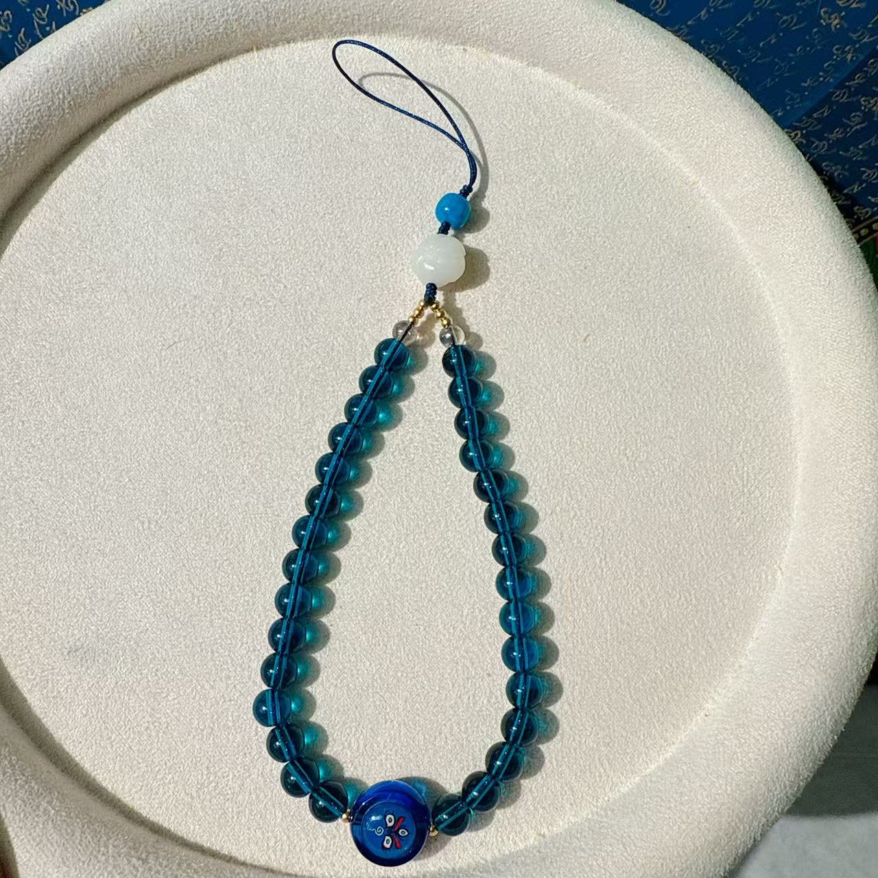 铜合金琉璃项链 三洋 SYGJ-010 黑CC之眼手机挂