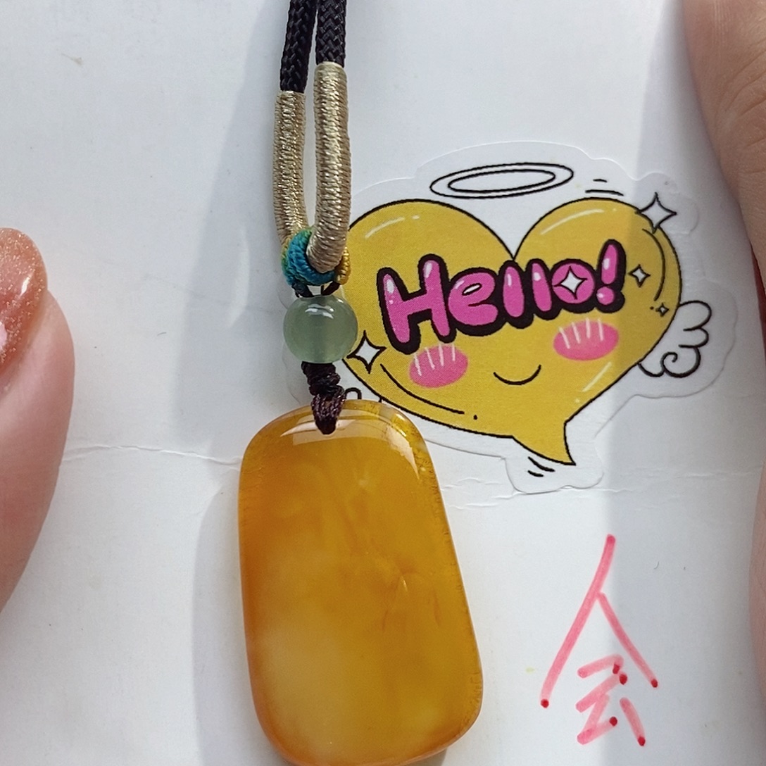 夜***雨琥珀未镶嵌珠宝奇石蜜蜡吊坠