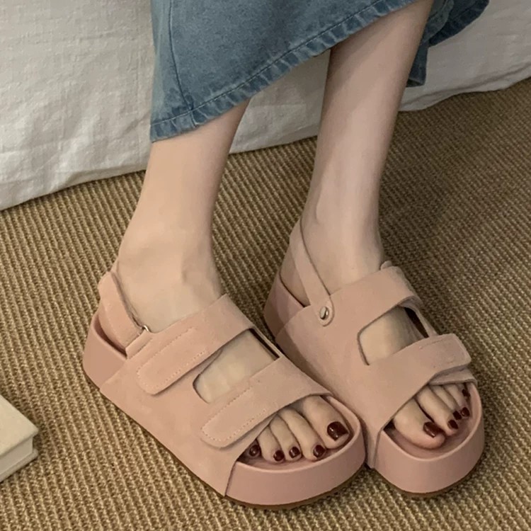 小众时尚百搭新款网红时尚超火厚底魔术贴凉鞋888-12