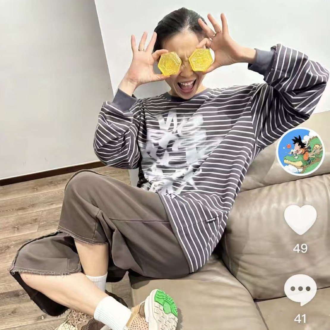 条纹长袖外穿t圆领