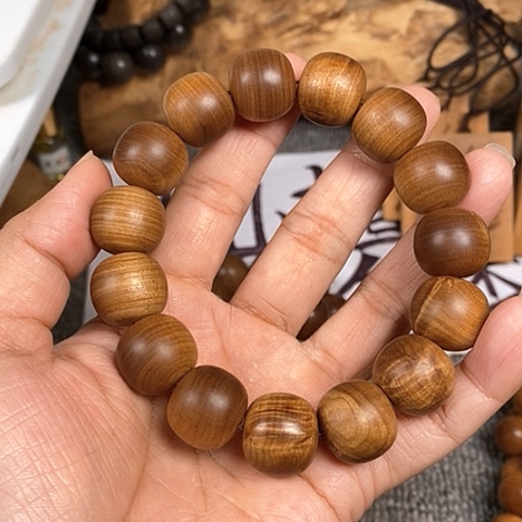 檀香木手串/手链老山檀香黑肉虎肉15/16老型珠沉水