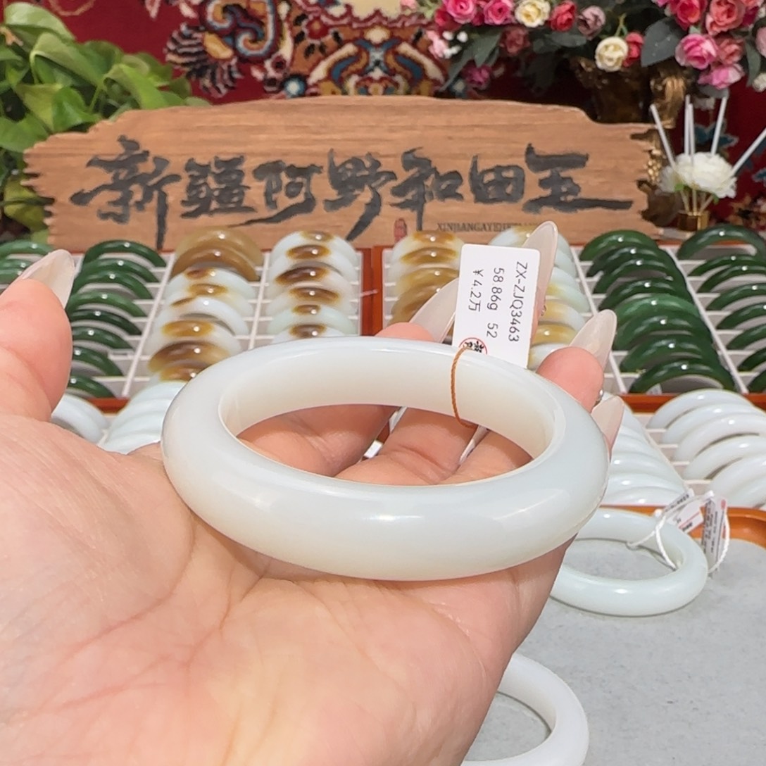 和田玉未镶嵌手镯天然新疆和田玉羊脂白玉手镯正圈条宽13+细糯