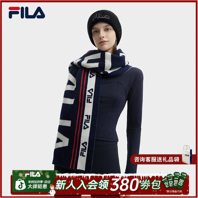 【经典保暖风】FILA/斐乐冬季时尚休闲加厚串标百搭围巾F13U449531F