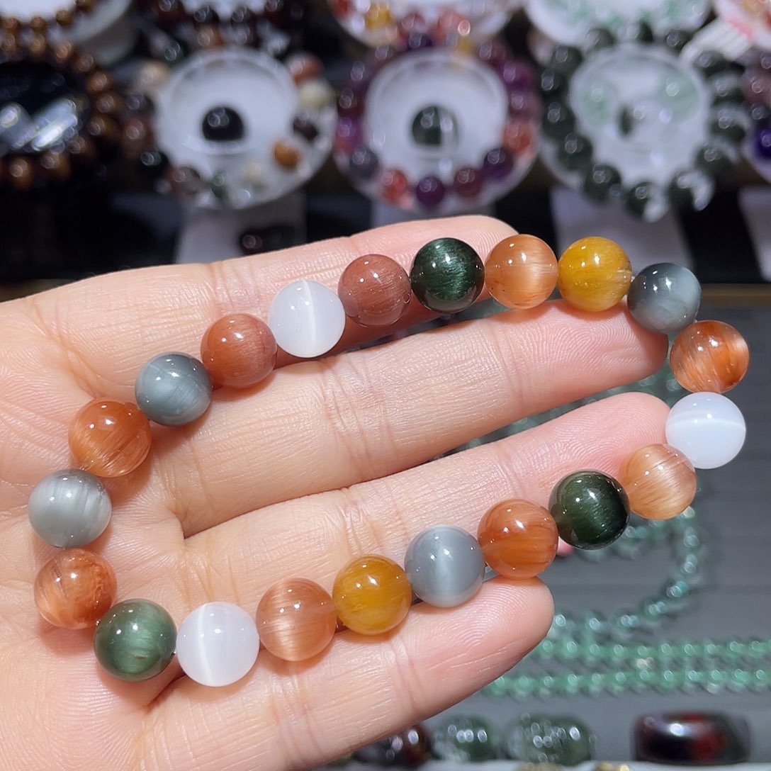 水晶未镶嵌手链彩兔毛手串