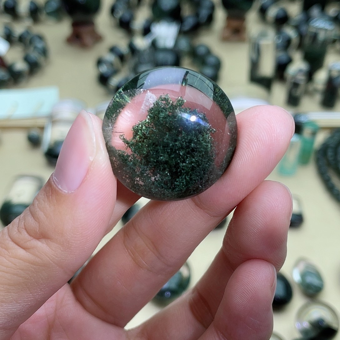 水晶颈饰未镶嵌绿幽灵聚宝盆圆牌