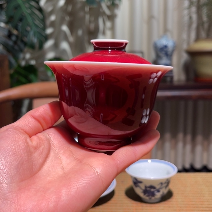 杯隐云物集郎红两才盖碗