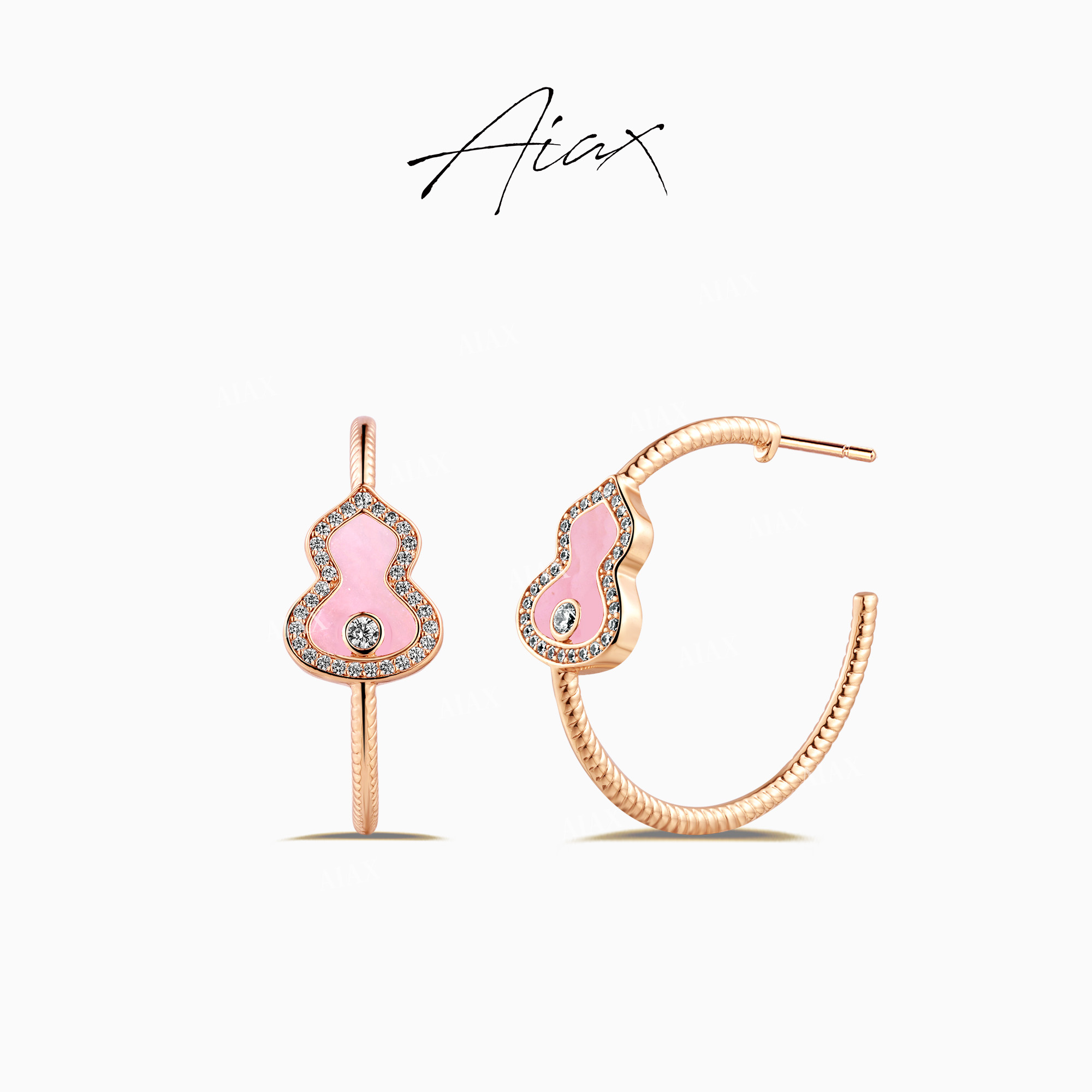 AIAX 流光风 现代风格传统吉祥葫芦蛇年红色耳环TSL1233