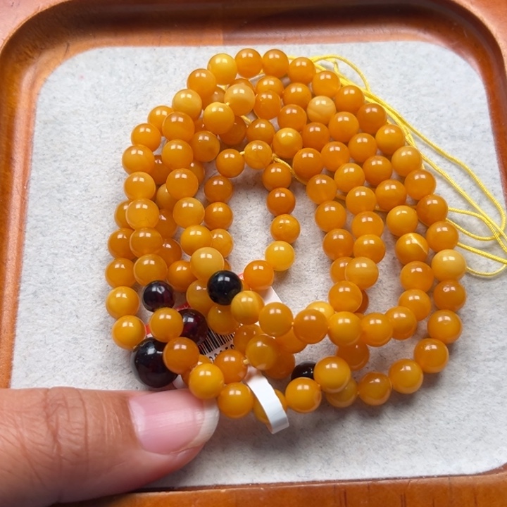 琥珀未镶嵌珠宝奇石M64号6+鸡油红多圈