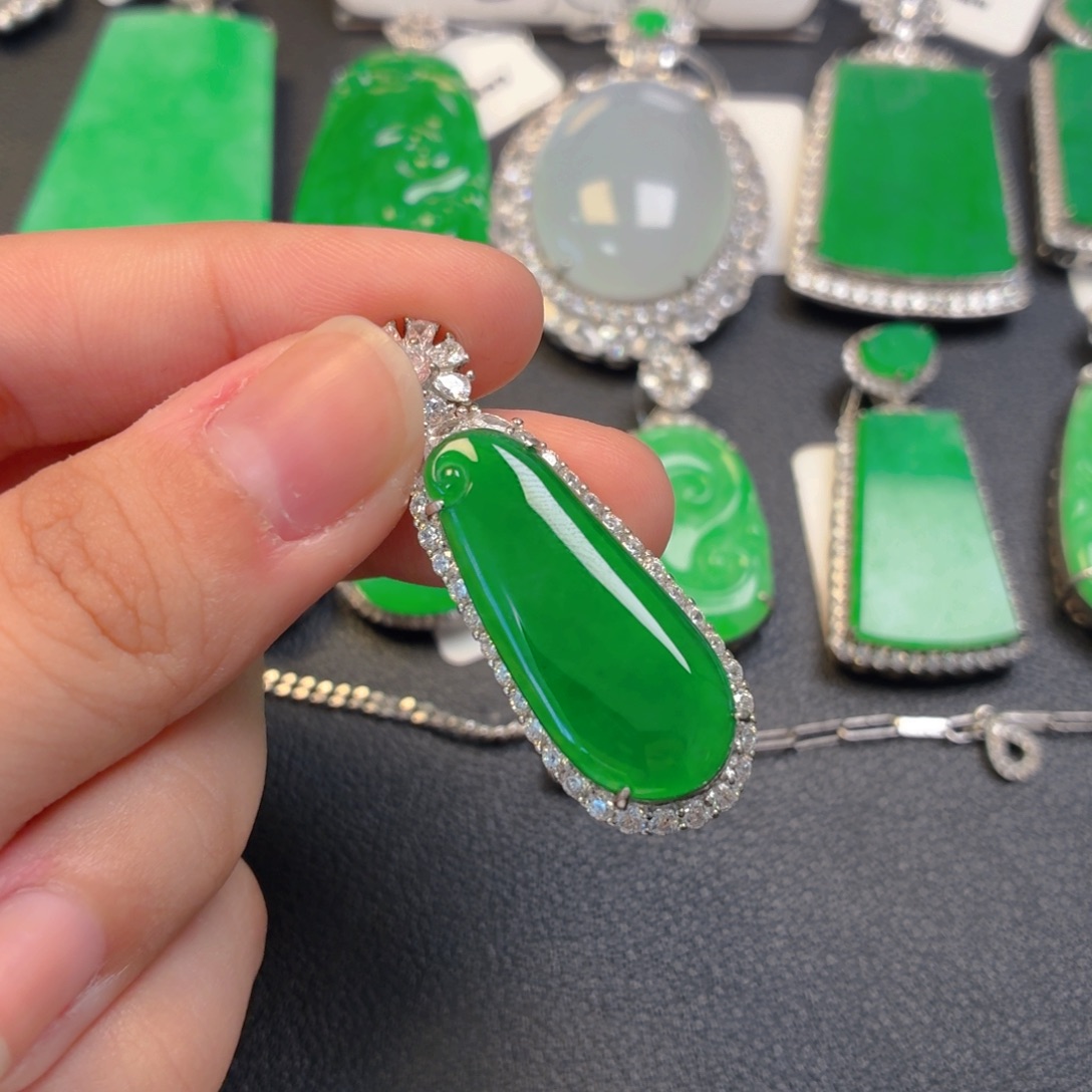 翡翠银S925镶嵌吊坠(不含链)