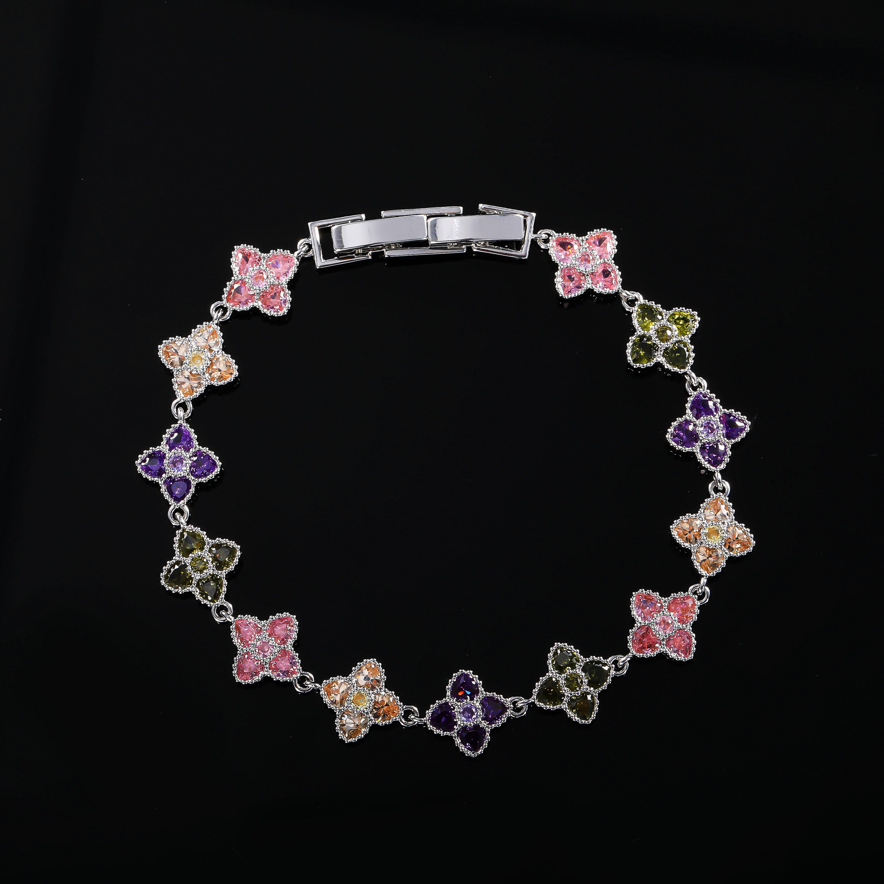 铜合金手链 ——木木(D130）爆闪幸运草彩色手链长度17+1CM