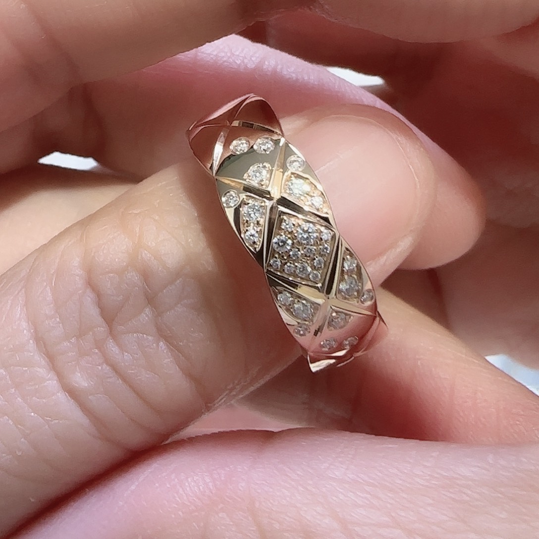 天然钻石戒指/指环18K金镶嵌18圈4.8克以上