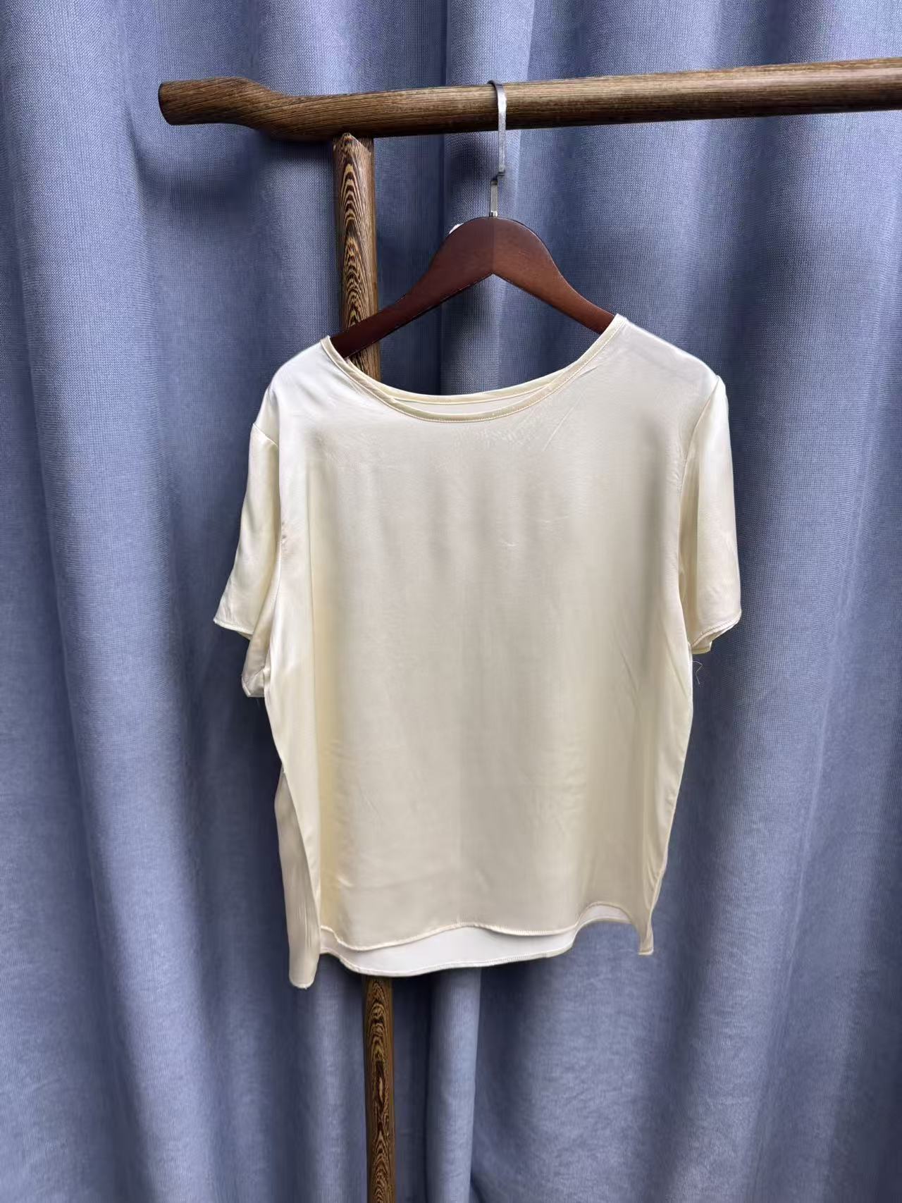 (瑕疵)夏季新款气质时尚百搭桑蚕丝短袖T恤女k69