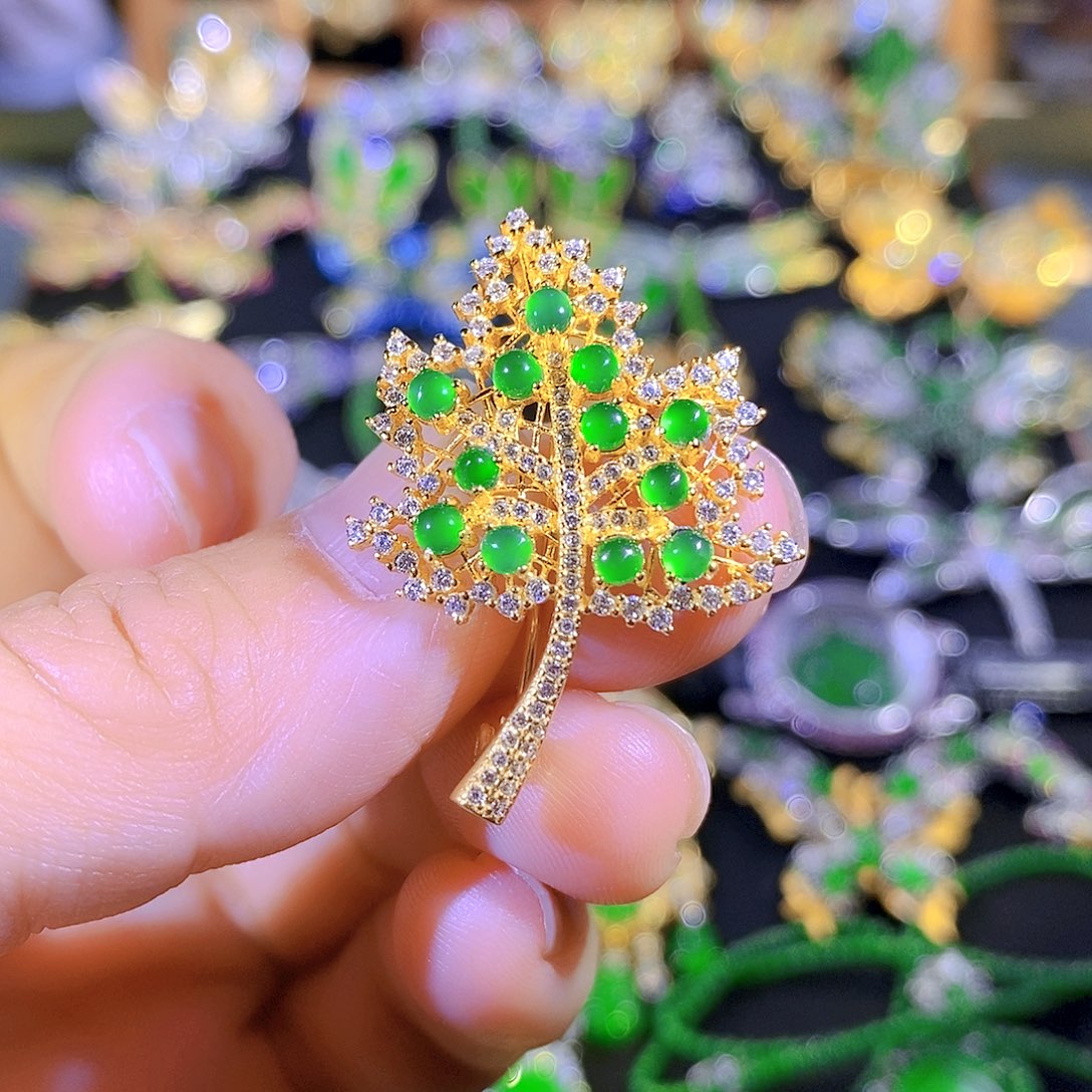 吊坠(不含链)银S925镶嵌翡翠