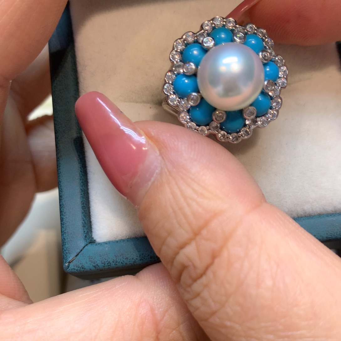 海水珍珠戒指银S925镶嵌