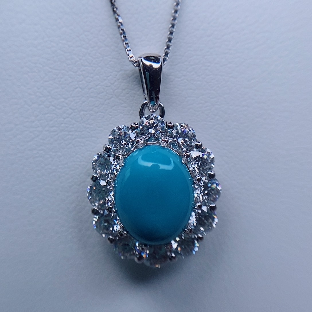 绿松石吊坠银S925镶嵌