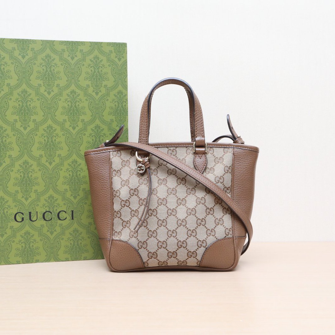 95新 GUCCI/古驰 -hd黑黑精选 335906 老花 帆布 菜篮子 托特包