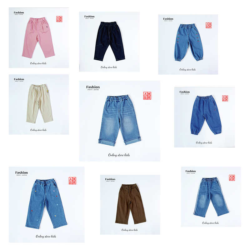 【A类现货】儿童春夏款弹力软牛仔长裤3333格 合并