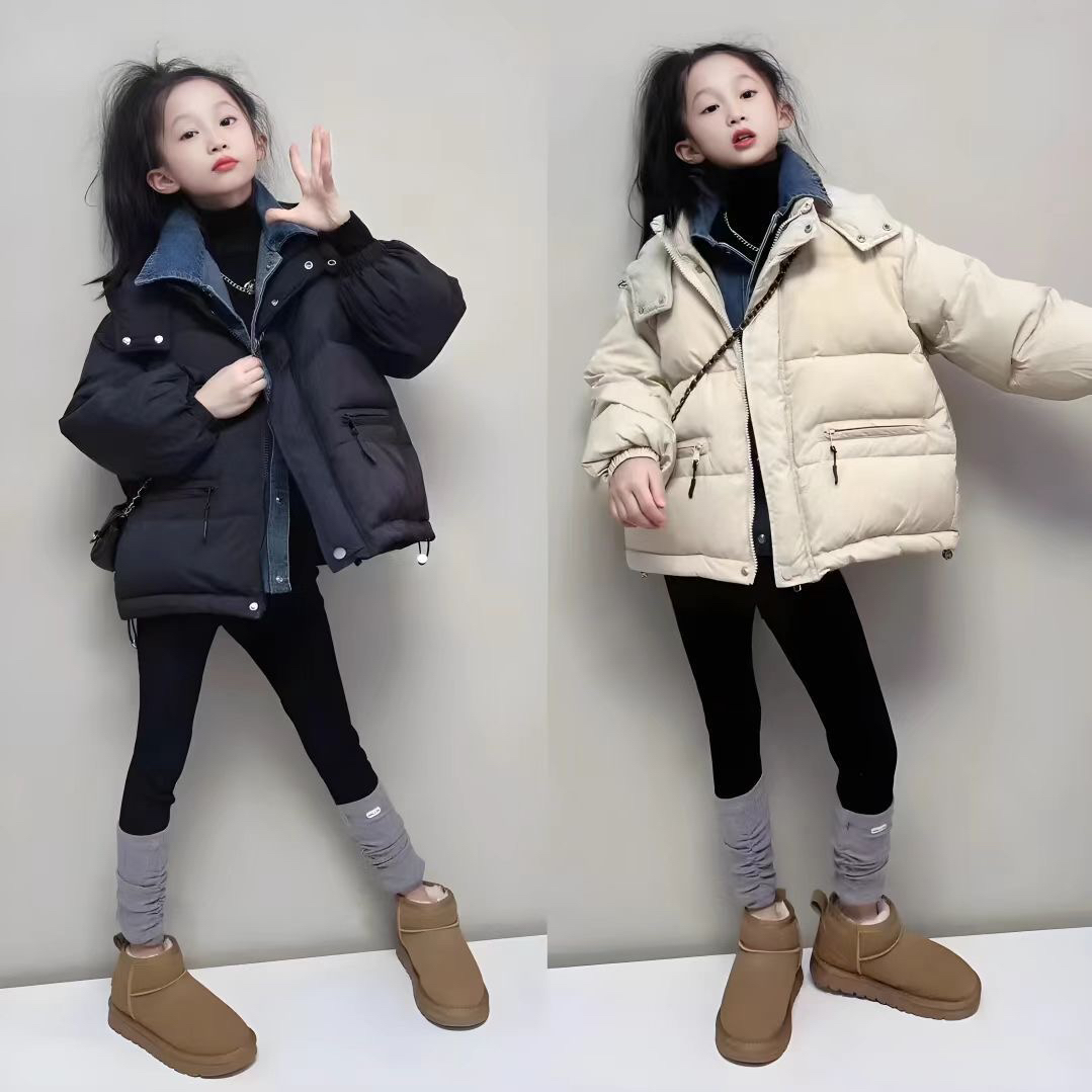 女童冬装棉服2025新款童装假两件儿童冬款棉袄女孩冬季加厚棉衣潮