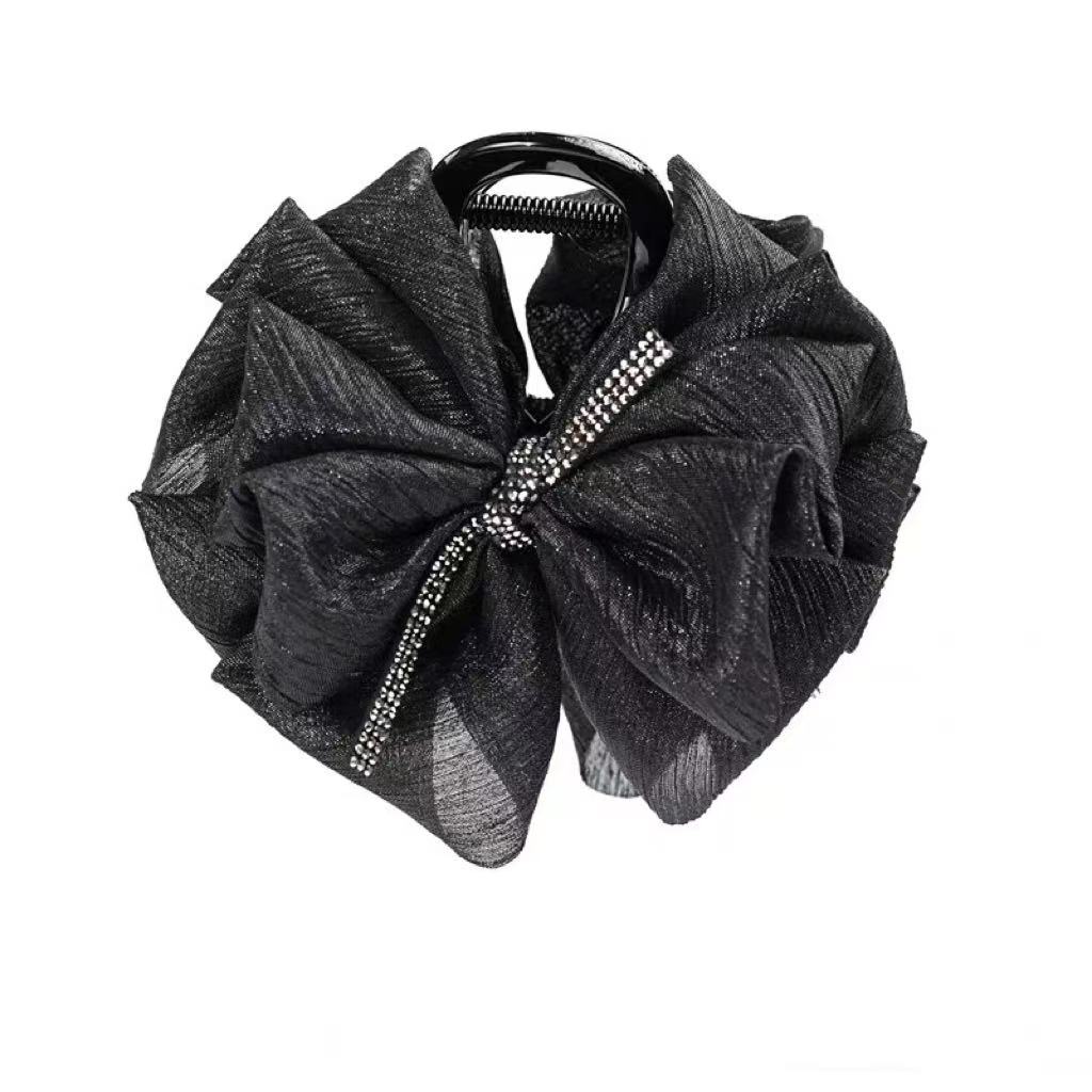 知性优雅气质盘发蝴蝶结鲨鱼夹后脑勺蓬松发饰发夹2841