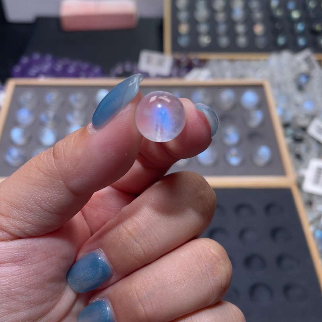 无***题手链未镶嵌长石蓝月光单珠直径11mm+