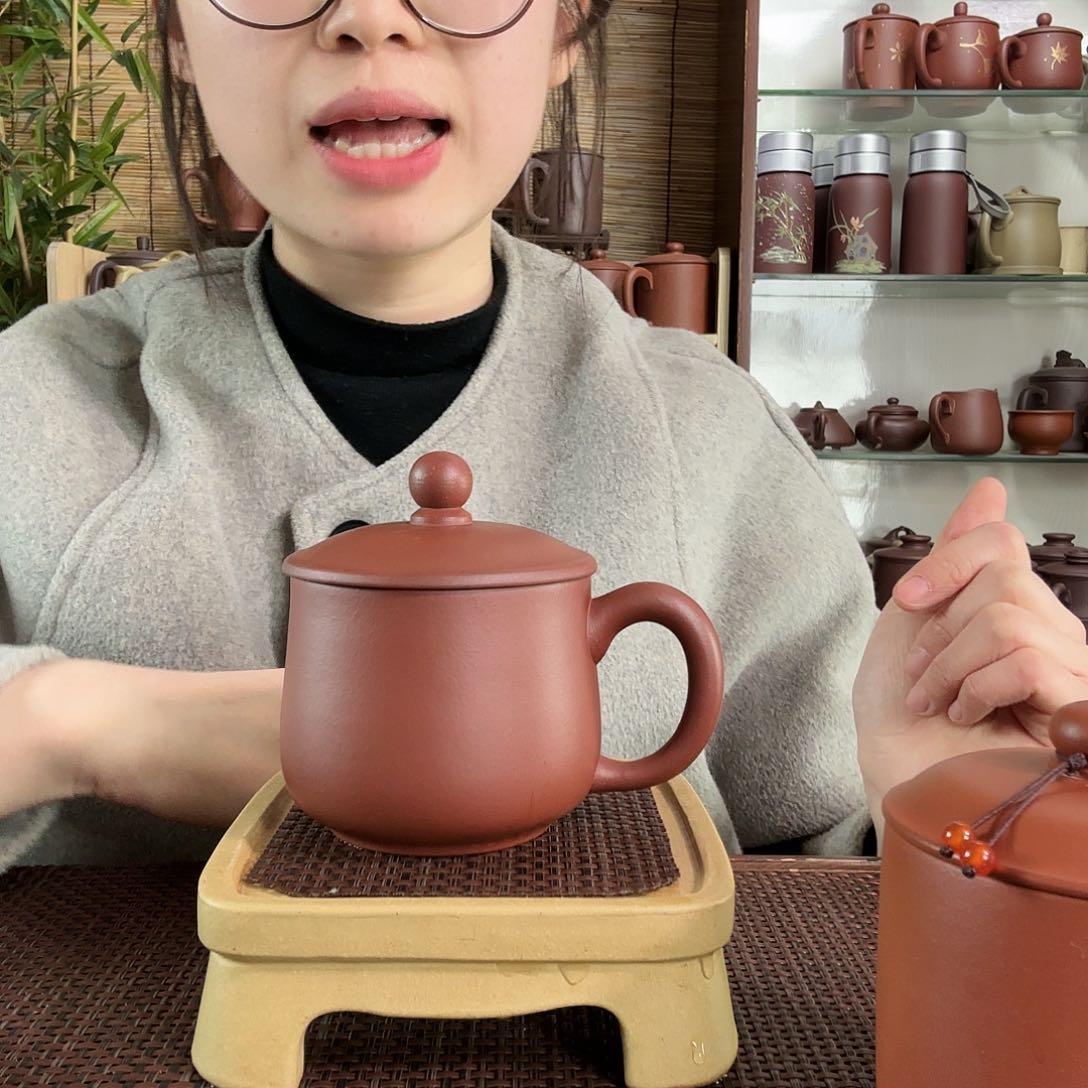 紫砂茶杯原矿共生矿小龙蛋办公杯没礼盒300CC