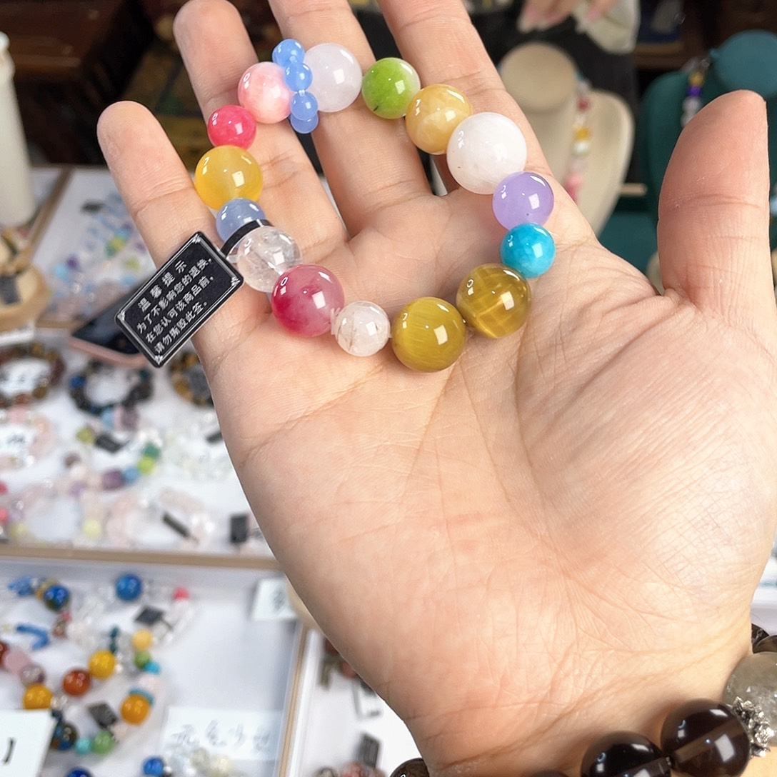 水晶手链银S925镀金镶嵌