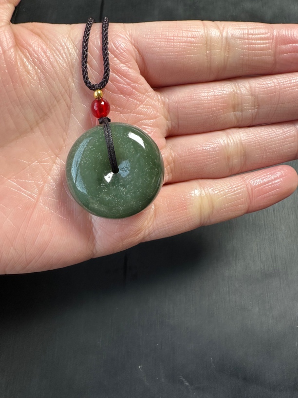 天然和田玉青海料平安扣吊坠