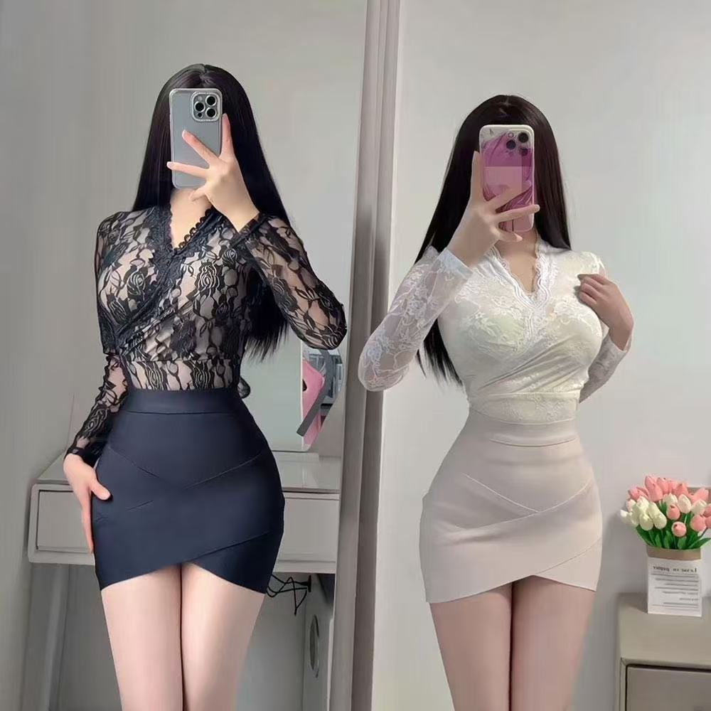 新款江南美人交叉包臀裙韩系三色通勤气质百搭修身情侣战袍纯欲