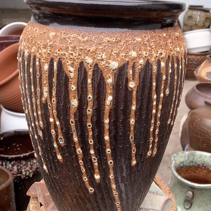 紫砂花盆高约30口约20