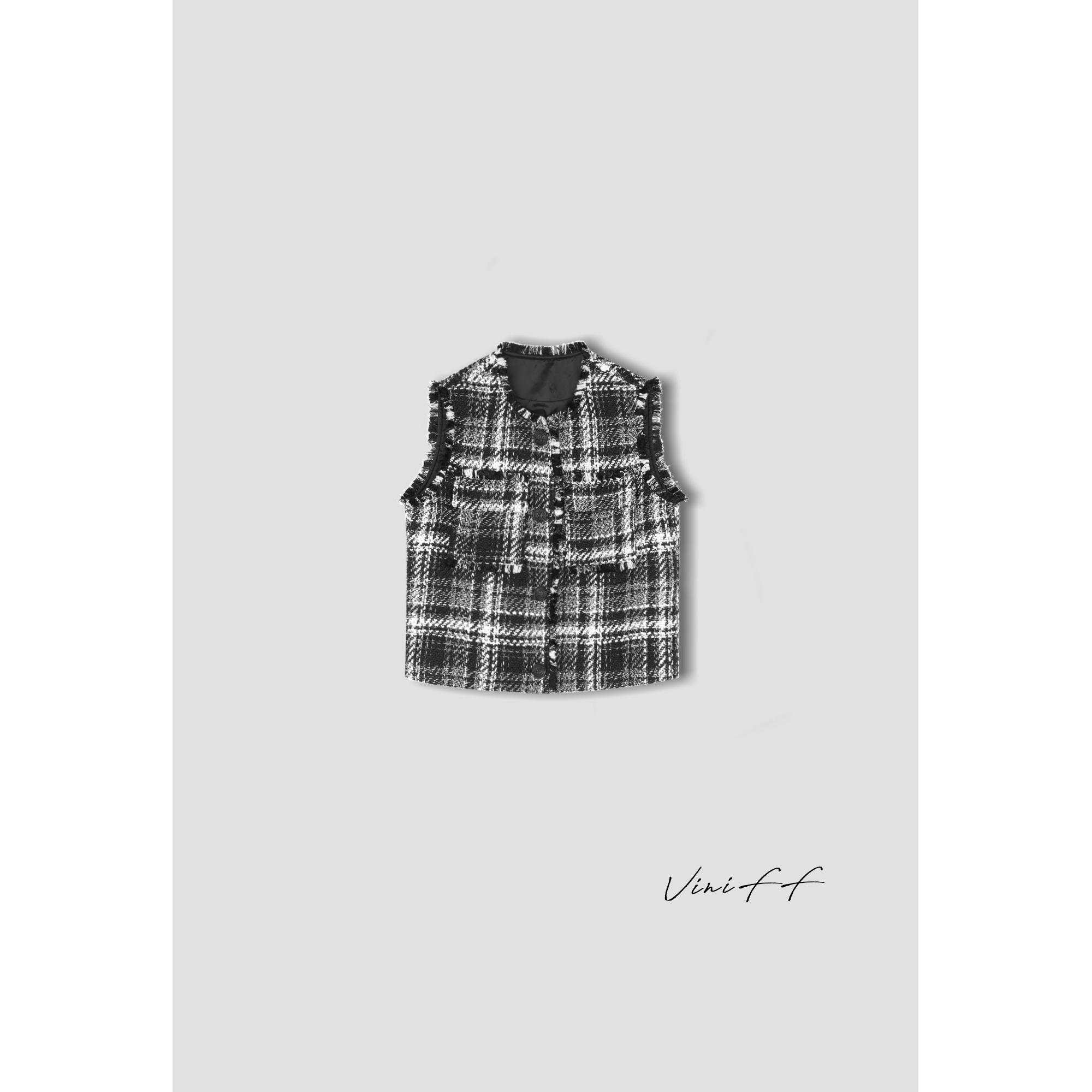 ViniFF薇妮｜「马德里」重磅十字编织羊毛小香马甲S11177