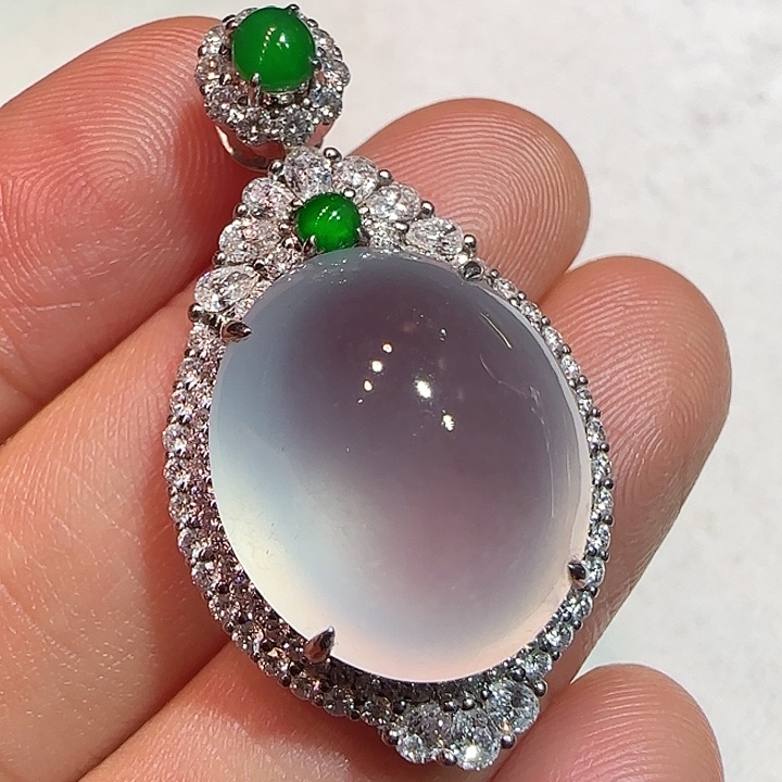 翡翠吊坠(不含链)18K金镶嵌吊坠