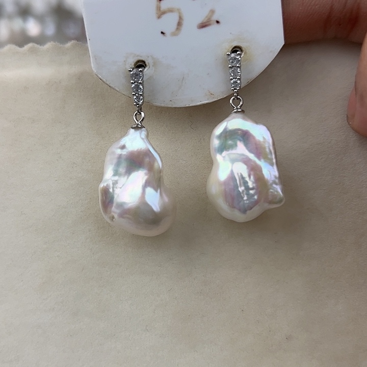 银S925镶嵌淡水珍珠耳饰羽****4