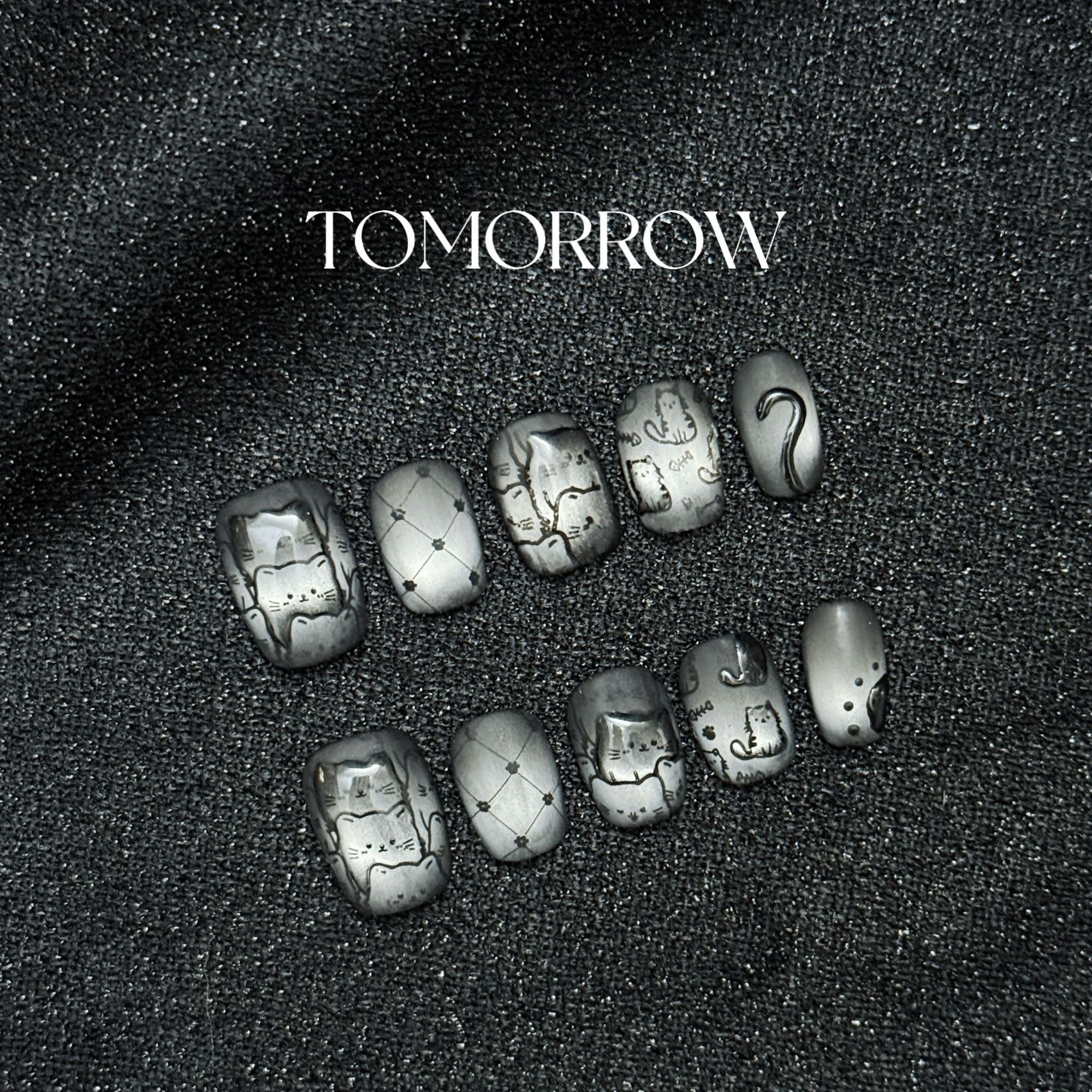 【显眼包】1.8CM 磨砂暗黑可爱小猫咪 明天的穿戴甲