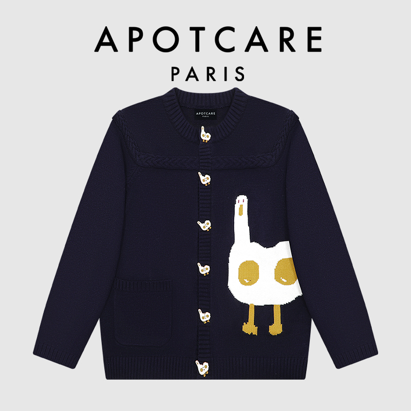 【新品】法国APOTCARE官网 卡通毛衣女秋外穿2025新款针织开衫