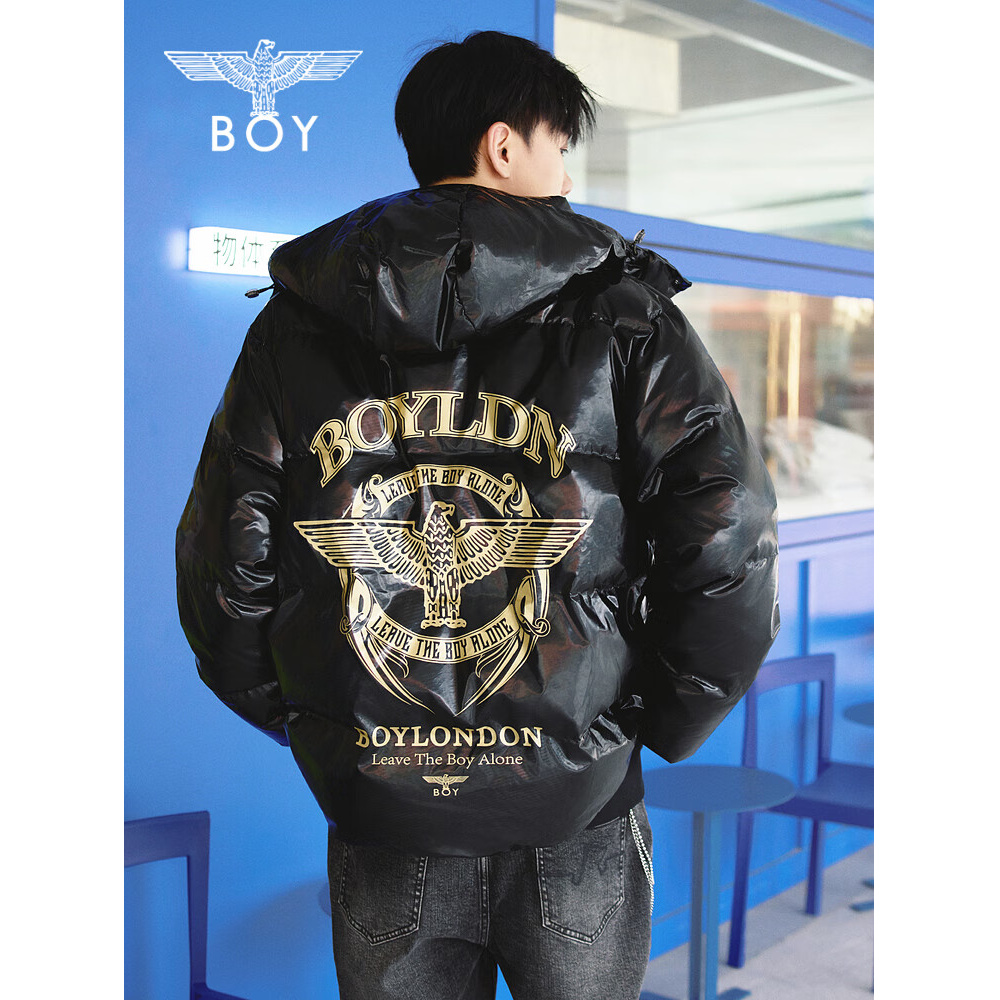 BOY LONDON冬男女同款炫彩反光保暖潮牌短款羽绒服N28913