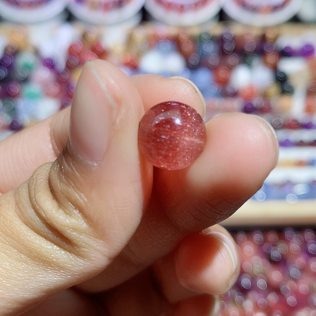 珠宝半成品水晶未镶嵌红超七单珠