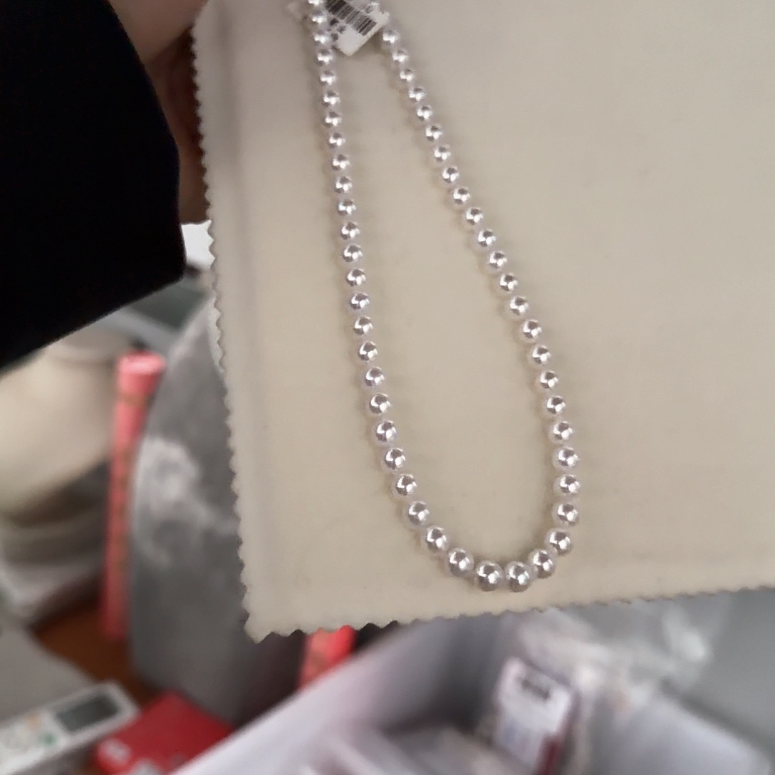 颈饰淡水珍珠银S925镶嵌6-7无核极光镜面正圆无暇炫彩冷白