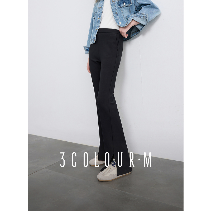 0021【CC专属】三彩2025春季新款修身开叉喇叭裤显瘦长腿神器dbx