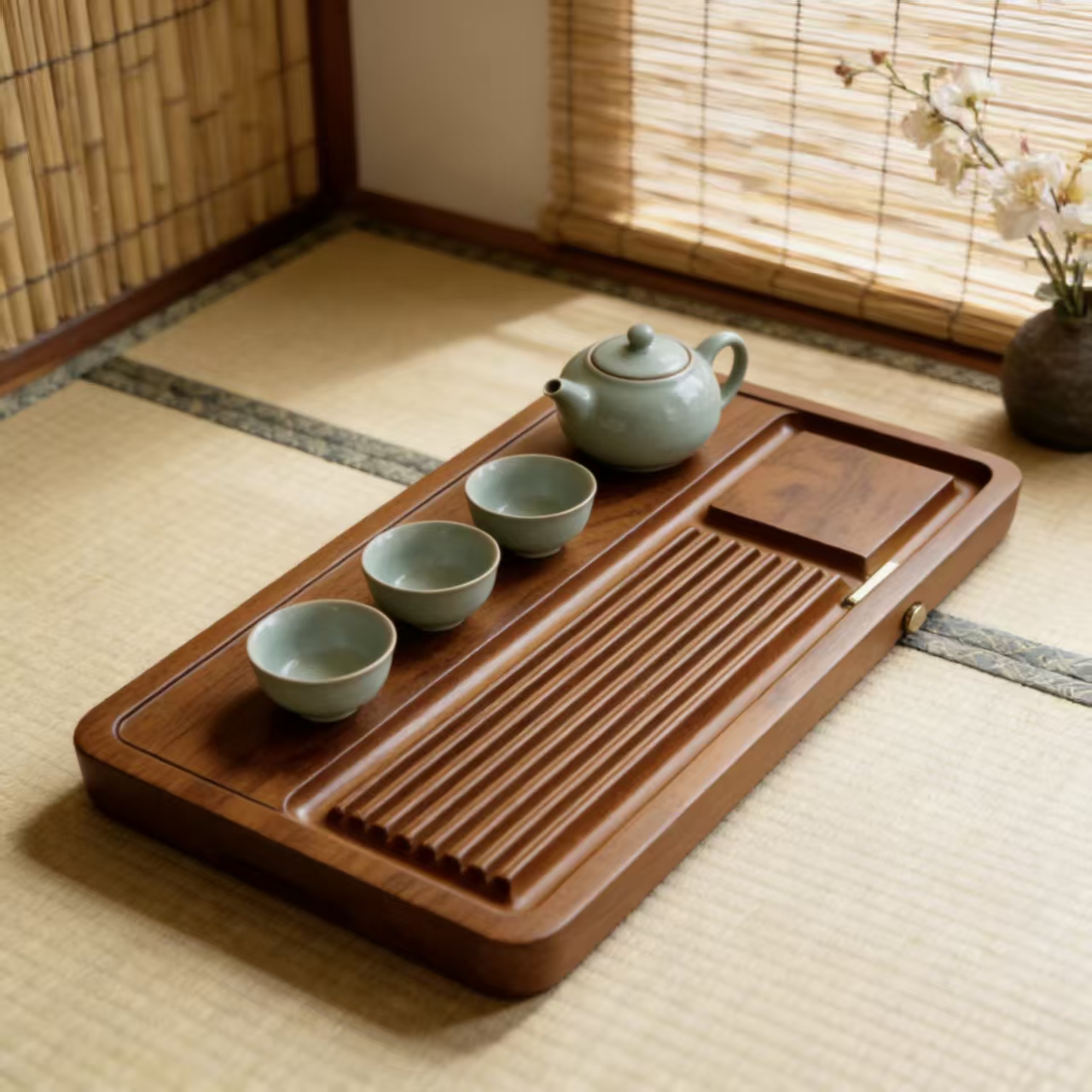 品意【尺寸40*20*3cm】实木家用茶盘 【送水管一条】
